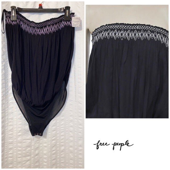 Intimately Free People Smocked Tubes On BodysuitL - Picture 2 of 6